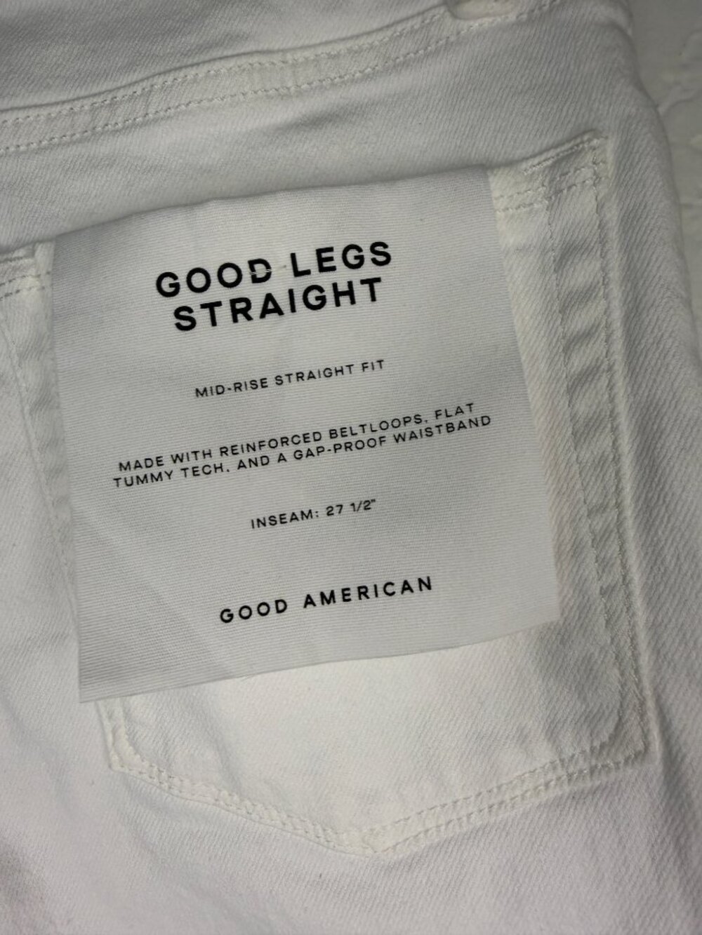 NWT Good American Good Legs Straight- Mid-Rise- Raw Hem- 27- White- MSRP $99 - Picture 10 of 11